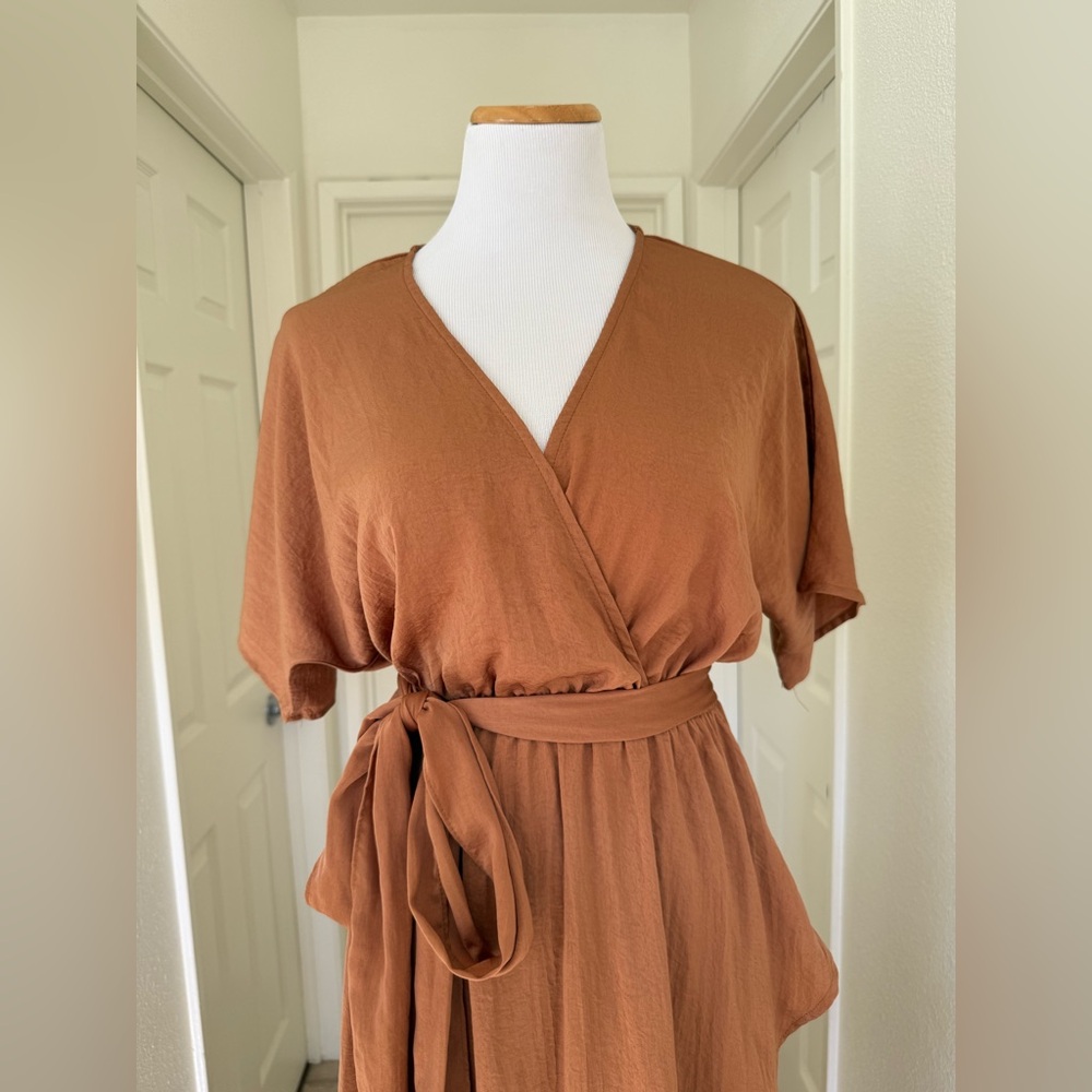 Dress Day Copper Faux Wrap Dress - Picture 3 of 8